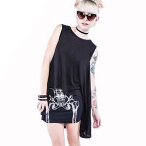 NWT I Heart Maxi Two Way Cape Top in Black Sz Small